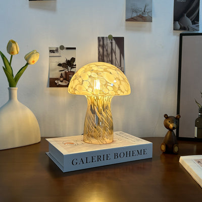 Modern Art Deco Glass Mushroom Dome 1-Light Table Lamp For Bedside