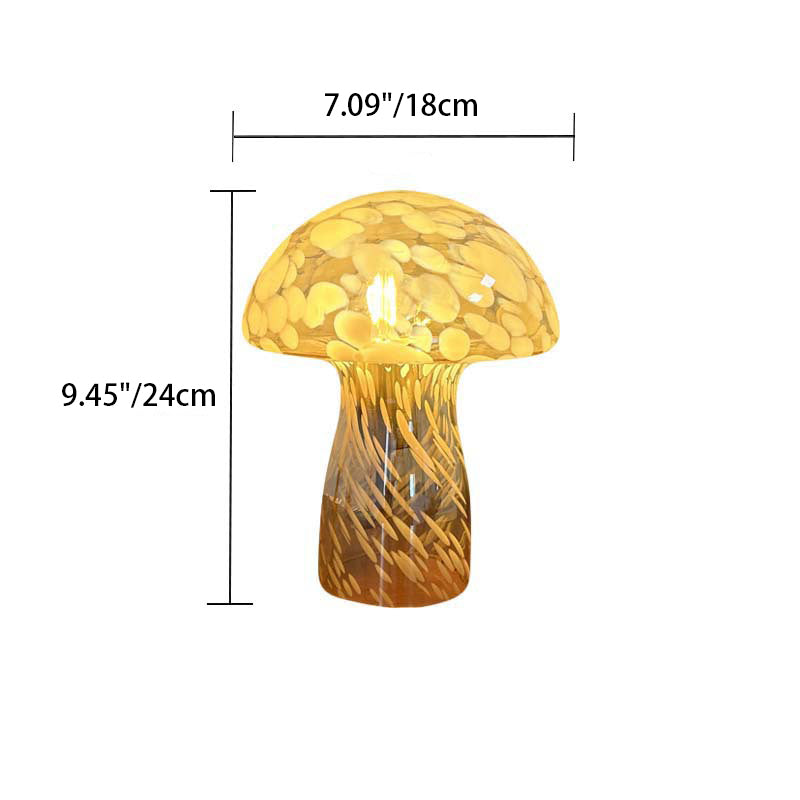 Modern Art Deco Glass Mushroom Dome 1-Light Table Lamp For Bedside