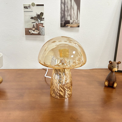 Modern Art Deco Glass Mushroom Dome 1-Light Table Lamp For Bedside