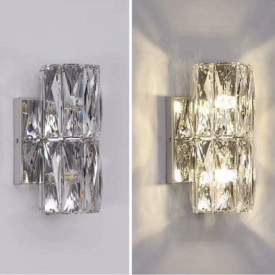 Modern Luxury Stainless Steel Crystal Strip Rectangular 2/3/4/6/10 Light Wall Sconce Lamp For Living Room