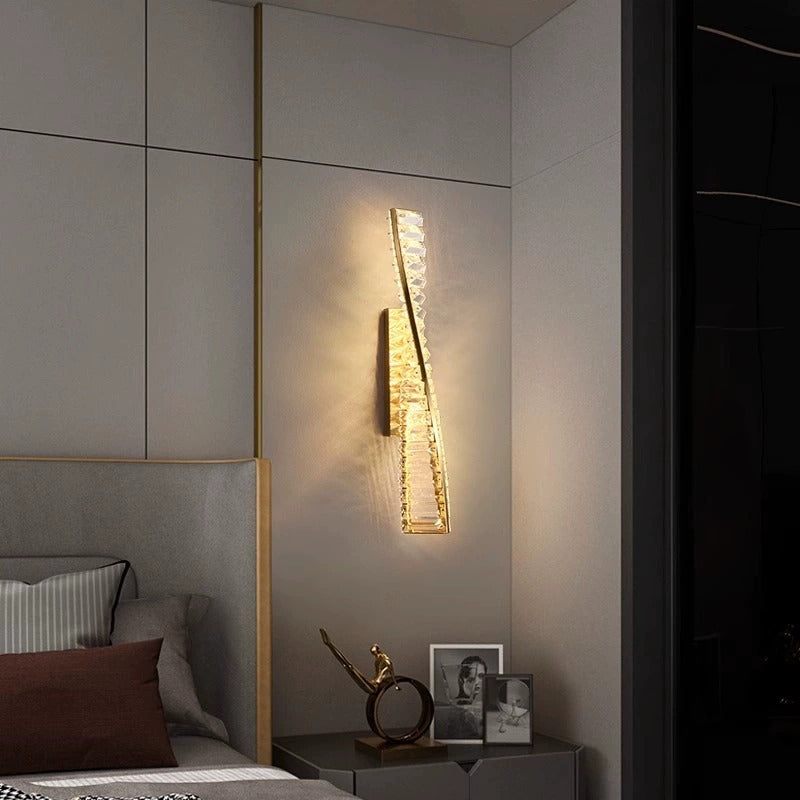 Modern Luxury Metal Crystal Strip DNA Helix LED Wall Sconce Lamp For Hallway