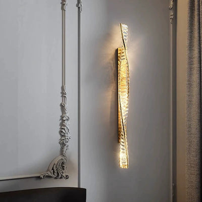 Modern Luxury Metal Crystal Strip DNA Helix LED Wall Sconce Lamp For Hallway