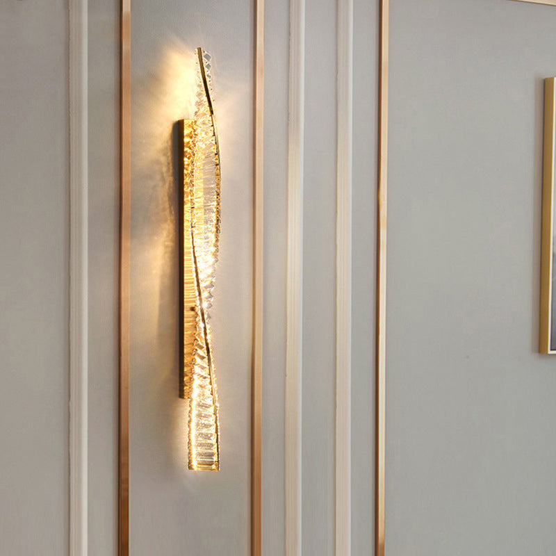 Modern Luxury Metal Crystal Strip DNA Helix LED Wall Sconce Lamp For Hallway