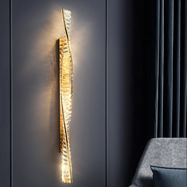 Modern Luxury Metal Crystal Strip DNA Helix LED Wall Sconce Lamp For Hallway