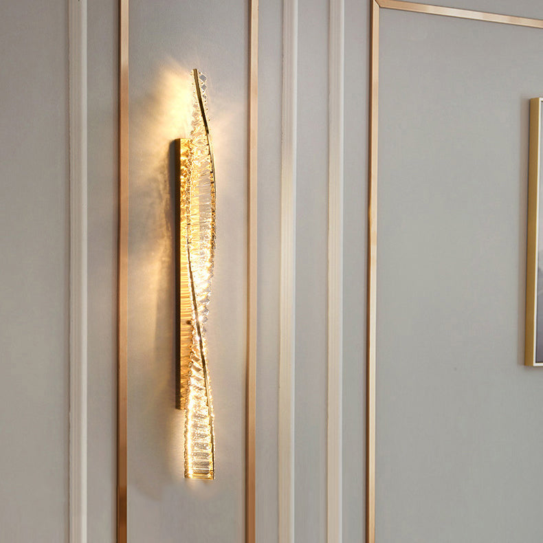 Modern Luxury Metal Crystal Strip DNA Helix LED Wall Sconce Lamp For Hallway