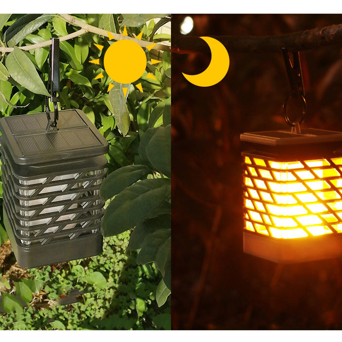 Modern Simplicity Solar Waterproof ABS PP PS Flame Hollowed Cylinder LED Landscape Lighting Outdoor Light For Garden