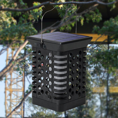 Modern Simplicity Solar Waterproof ABS PS Flame Hollowed Cylinder Hanging LED Landscape Lighting Outdoor Light For Garden