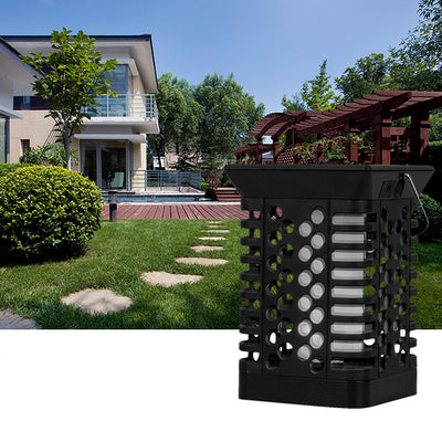 Modern Simplicity Solar Waterproof ABS PS Flame Hollowed Cylinder Hanging LED Landscape Lighting Outdoor Light For Garden