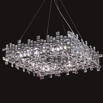 Modern Luxury Stainless Steel Crystal Square 6/9/12/16 Light Chandeliers For Living Room