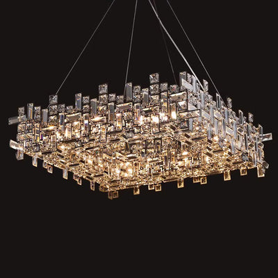 Modern Luxury Stainless Steel Crystal Square 6/9/12/16 Light Chandeliers For Living Room