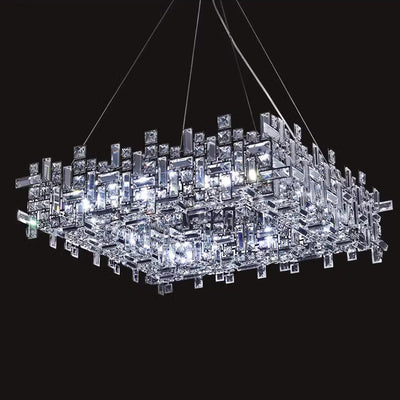 Modern Luxury Stainless Steel Crystal Square 6/9/12/16 Light Chandeliers For Living Room