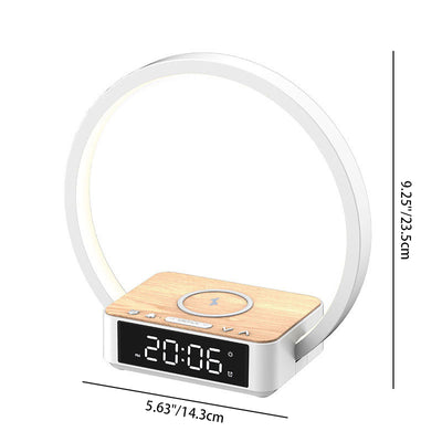 Modern Simplicity Aluminum Alloy ABS Round Clock Wireless Charging LED Table Lamp Night Light For Bedside