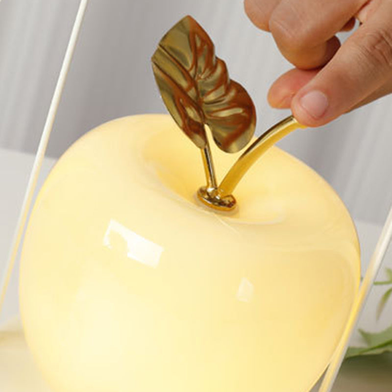 Contemporary Creative Rechargeable Iron Glass Apple Portable LED Table Lamp Night Light For Bedside