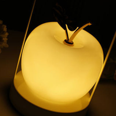 Contemporary Creative Rechargeable Iron Glass Apple Portable LED Table Lamp Night Light For Bedside