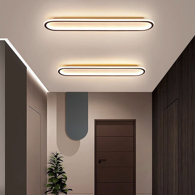 Modern Minimalist Iron Silica Elliptical Strip LED Flush Mount Ceiling Light For Hallway