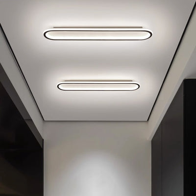 Modern Minimalist Iron Silica Elliptical Strip LED Flush Mount Ceiling Light For Hallway