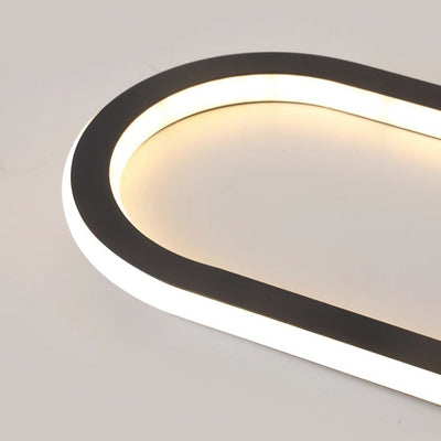 Modern Minimalist Iron Silica Elliptical Strip LED Flush Mount Ceiling Light For Hallway