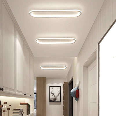 Modern Minimalist Iron Silica Elliptical LED Flush Mount Ceiling Light For Hallway