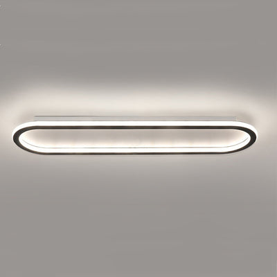 Modern Minimalist Iron Silica Elliptical Strip LED Flush Mount Ceiling Light For Hallway