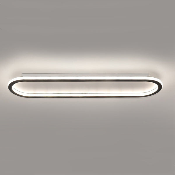 Modern Minimalist Iron Silica Elliptical Strip LED Flush Mount Ceiling Light For Hallway