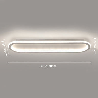 Modern Minimalist Iron Silica Elliptical Strip LED Flush Mount Ceiling Light For Hallway