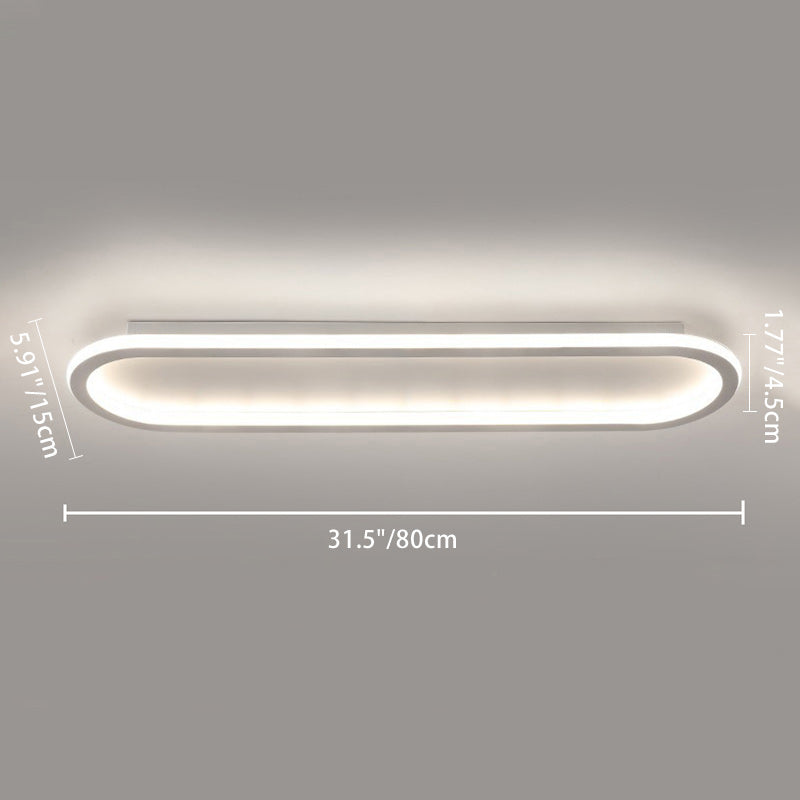 Modern Minimalist Iron Silica Elliptical Strip LED Flush Mount Ceiling Light For Hallway