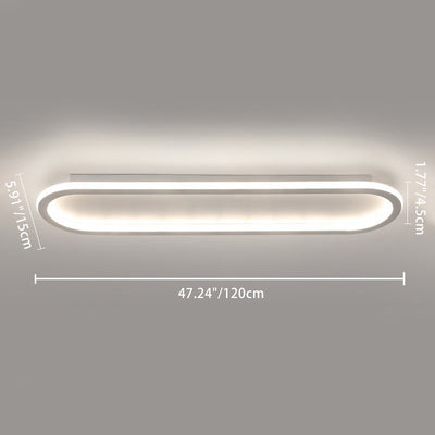 Modern Minimalist Iron Silica Elliptical Strip LED Flush Mount Ceiling Light For Hallway