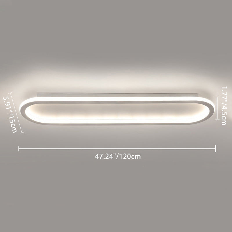 Modern Minimalist Iron Silica Elliptical Strip LED Flush Mount Ceiling Light For Hallway