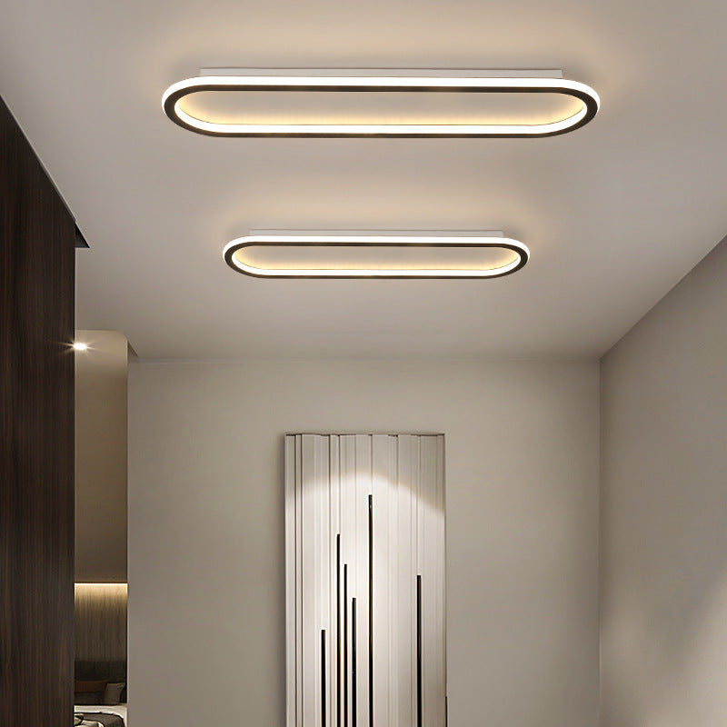 Modern Minimalist Iron Silica Elliptical LED Flush Mount Ceiling Light For Hallway