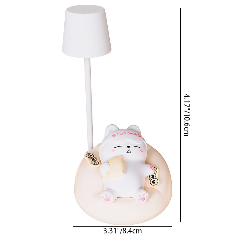 Contemporary Creative Rechargeable ABS PVC Sleeping Cat LED Table Lamp Night Light For Bedside