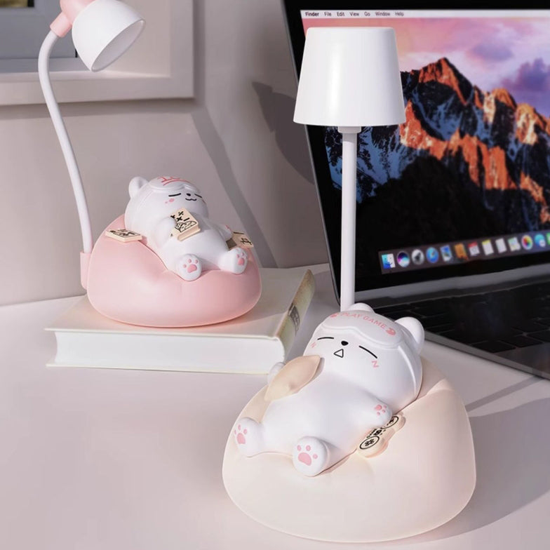 Contemporary Creative Rechargeable ABS PVC Sleeping Cat LED Table Lamp Night Light For Bedside