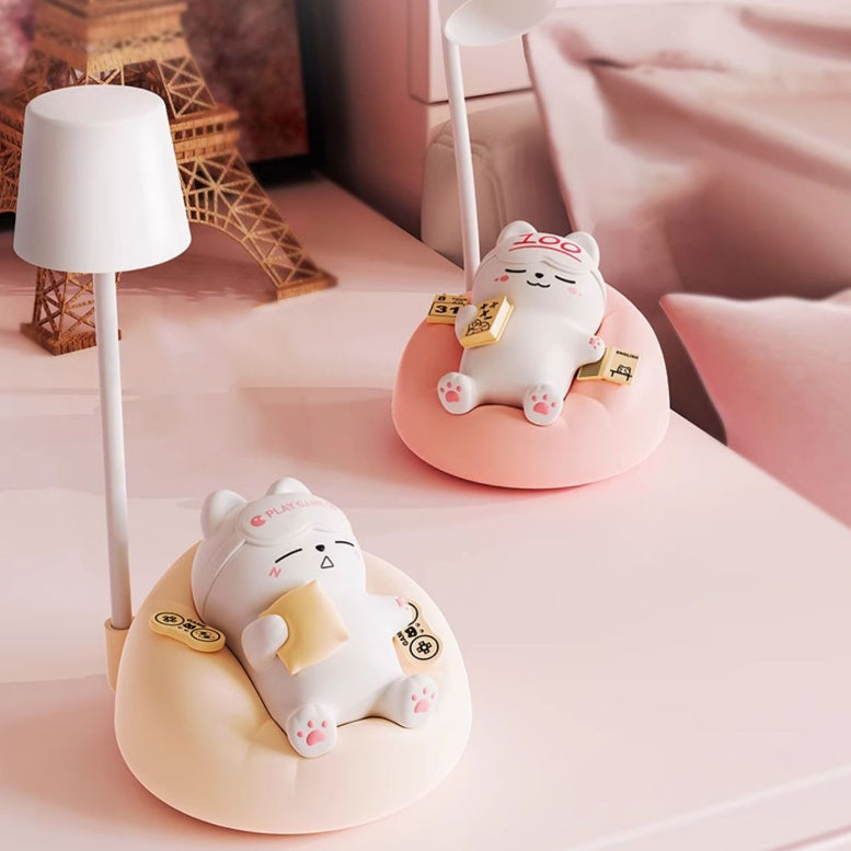 Contemporary Creative Rechargeable ABS PVC Sleeping Cat LED Table Lamp Night Light For Bedside