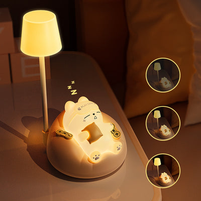 Contemporary Creative Rechargeable ABS PVC Sleeping Cat LED Table Lamp Night Light For Bedside