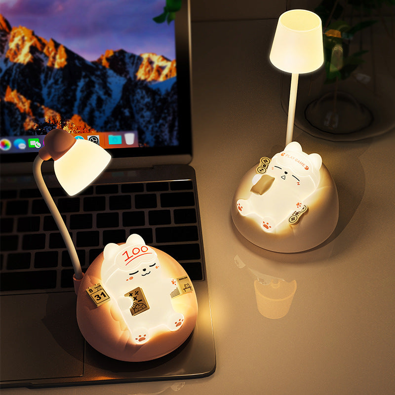 Contemporary Creative Rechargeable ABS PVC Sleeping Cat LED Table Lamp Night Light For Bedside