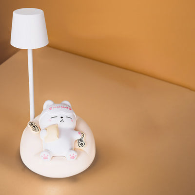 Contemporary Creative Rechargeable ABS PVC Sleeping Cat LED Table Lamp Night Light For Bedside