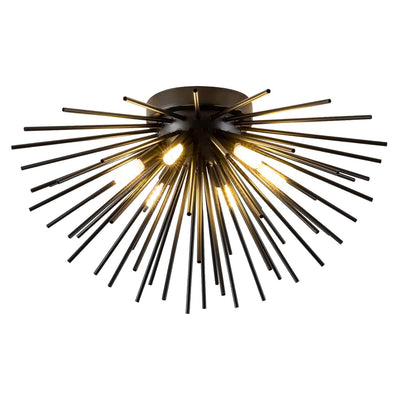 Contemporary Nordic Stainless Steel Hardware Firework Lines 6-Light Semi-Flush Mount Ceiling Light For Living Room