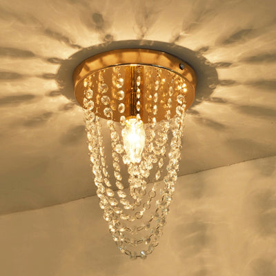 Modern Luxury Crystal Iron Bead 1-Light Semi-Flush Mount Ceiling Light For Hallway