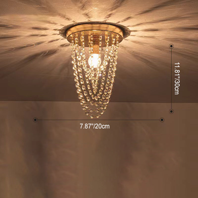 Modern Luxury Crystal Iron Bead 1-Light Semi-Flush Mount Ceiling Light For Hallway