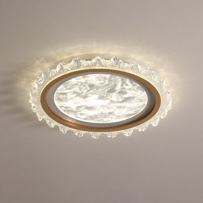 Contemporary Nordic Iron Aluminum Acrylic Round Mist LED Flush Mount Ceiling Light For Bedroom