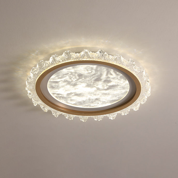 Contemporary Nordic Iron Aluminum Acrylic Round Mist LED Flush Mount Ceiling Light For Bedroom