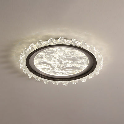 Contemporary Nordic Iron Aluminum Acrylic Round Mist LED Flush Mount Ceiling Light For Bedroom