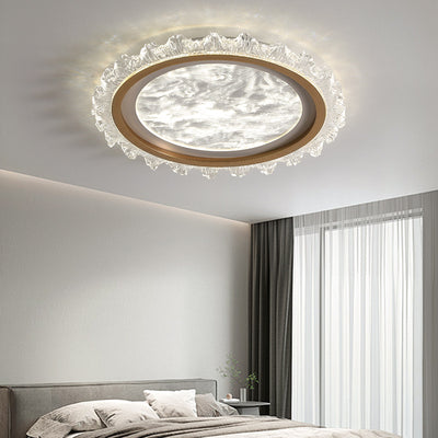 Contemporary Nordic Iron Aluminum Acrylic Round Mist LED Flush Mount Ceiling Light For Bedroom