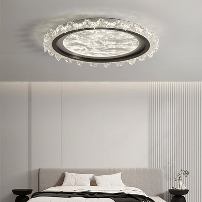 Contemporary Nordic Iron Aluminum Acrylic Round Mist LED Flush Mount Ceiling Light For Bedroom