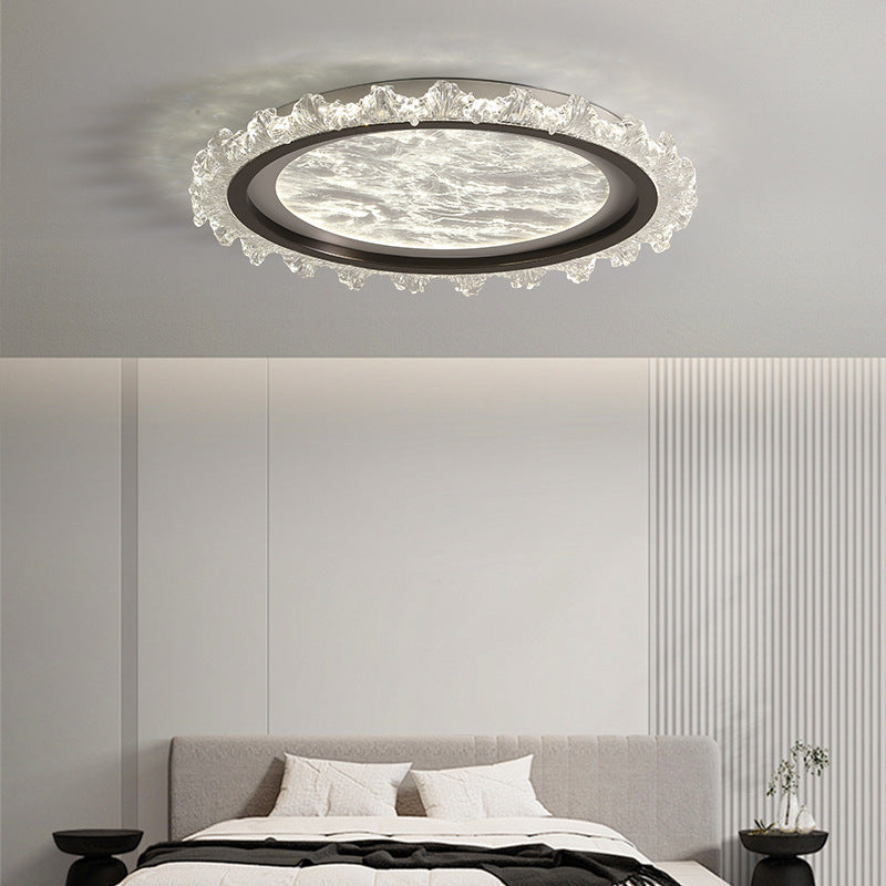 Contemporary Nordic Iron Aluminum Acrylic Round Mist LED Flush Mount Ceiling Light For Bedroom