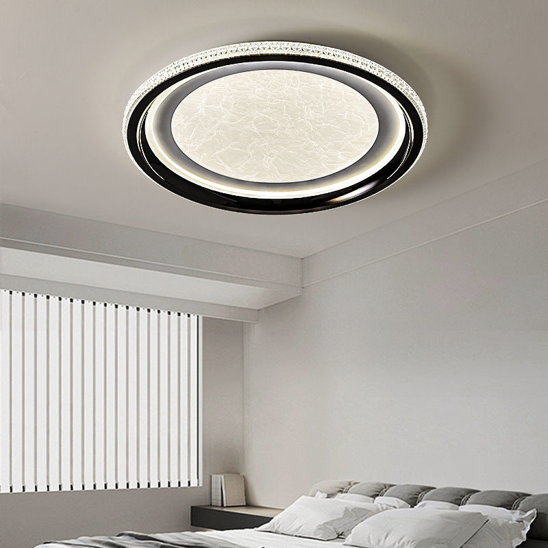 Contemporary Nordic Iron Aluminum Acrylic Round Mist LED Flush Mount Ceiling Light For Bedroom