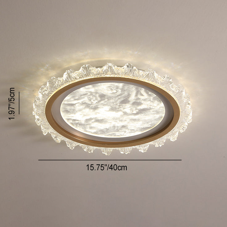 Contemporary Nordic Iron Aluminum Acrylic Round Mist LED Flush Mount Ceiling Light For Bedroom