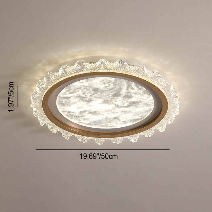 Contemporary Nordic Iron Aluminum Acrylic Round Mist LED Flush Mount Ceiling Light For Bedroom