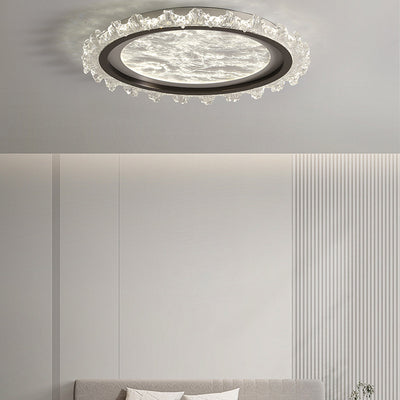 Contemporary Nordic Iron Aluminum Acrylic Round Mist LED Flush Mount Ceiling Light For Bedroom