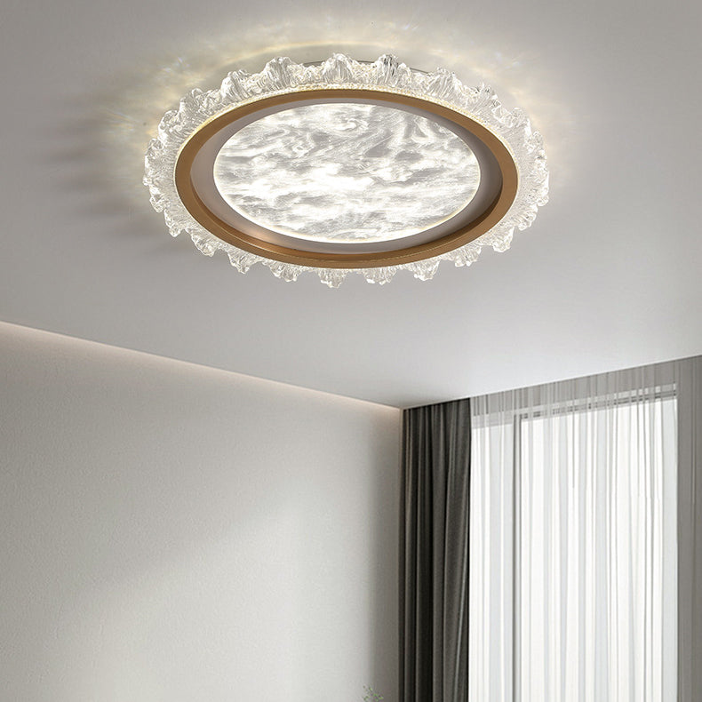 Contemporary Nordic Iron Aluminum Acrylic Round Mist LED Flush Mount Ceiling Light For Bedroom