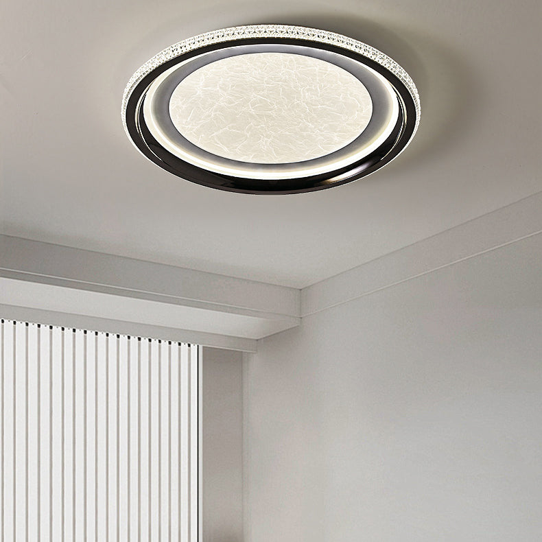 Contemporary Nordic Iron Aluminum Acrylic Round Mist LED Flush Mount Ceiling Light For Bedroom